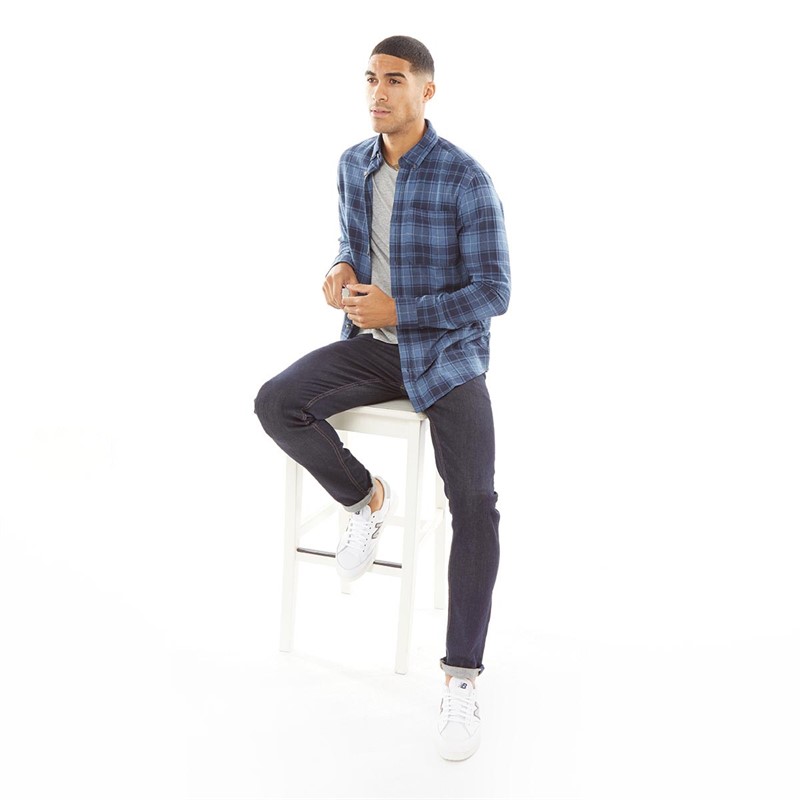 JACK AND JONES Mens Owen Long Sleeve Shirt Navy Blazer