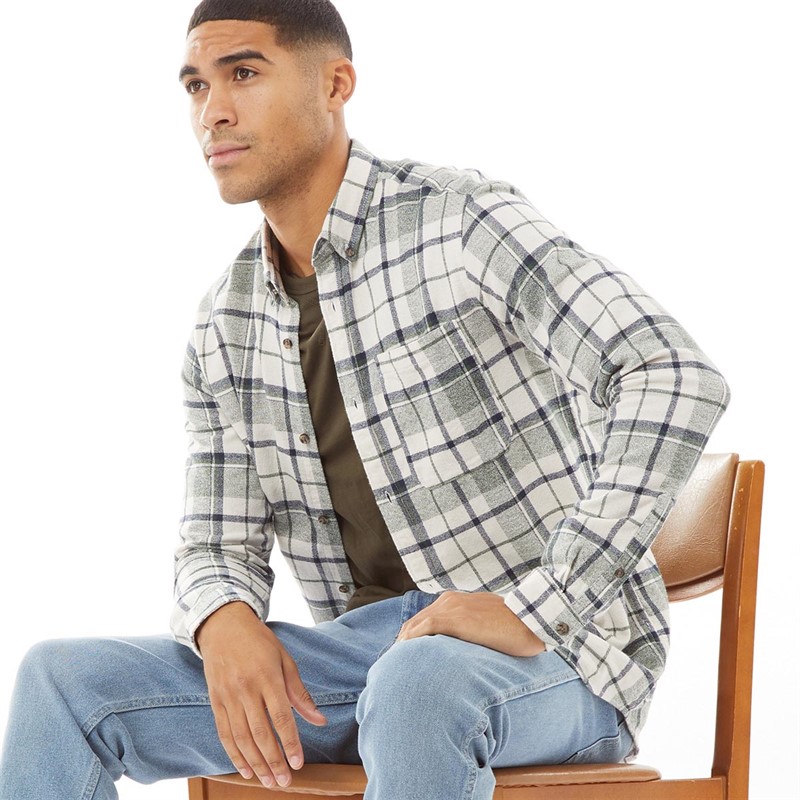 JACK AND JONES Mens Owen Long Sleeve Shirt Trekking Green