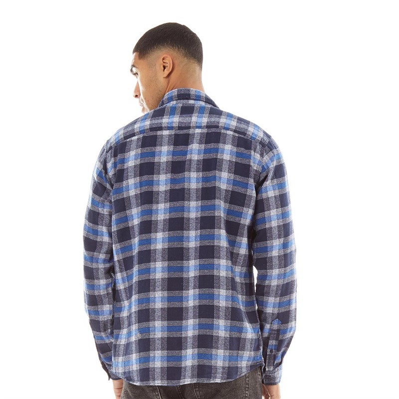 JACK AND JONES Mens Berg Long Sleeve Shirt Blue Lolite