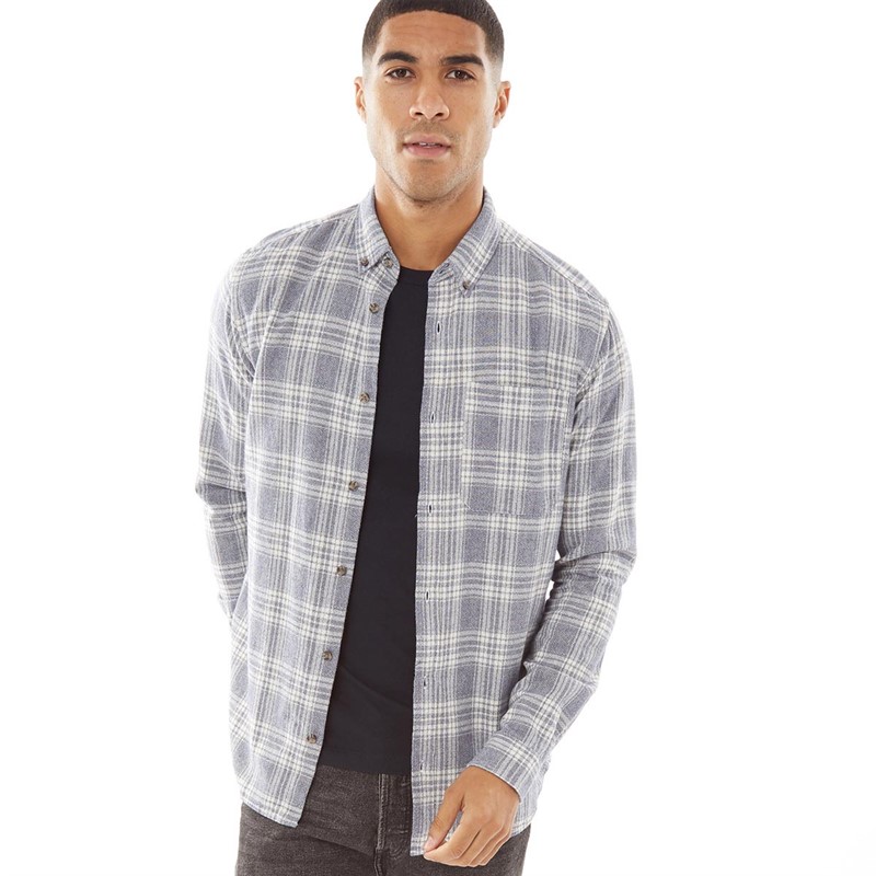 JACK AND JONES Mens Owen Long Sleeve Shirt Cloud Dancer