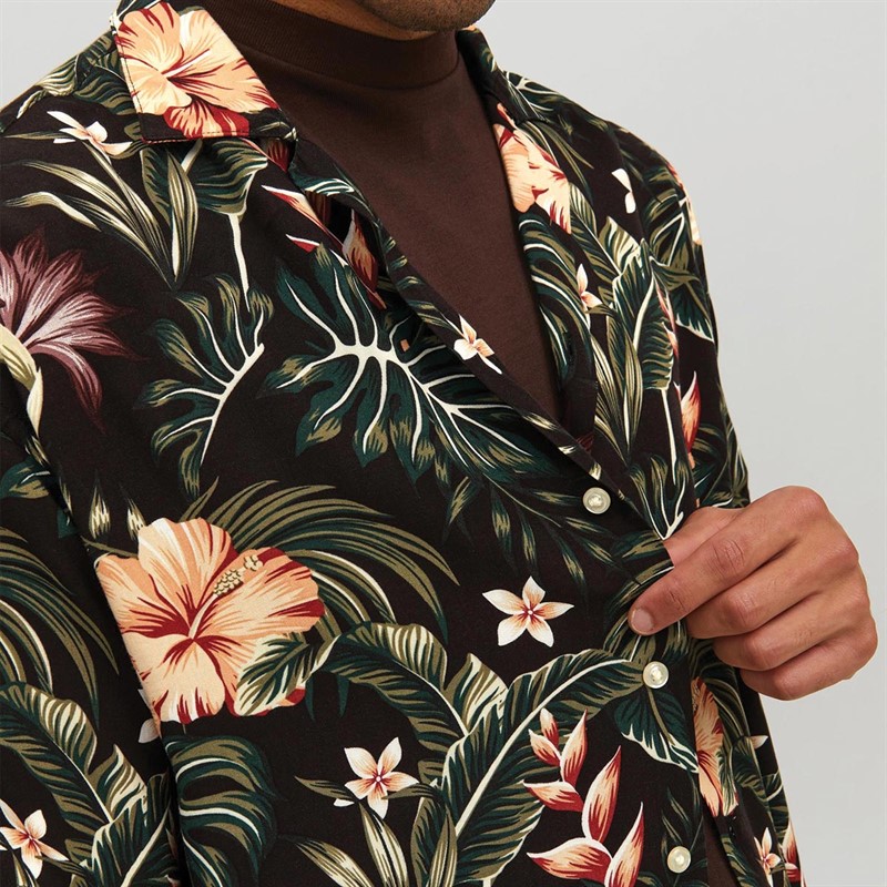 JACK AND JONES Heren Jeff Resort Overhemden met korte mouwen Zwart