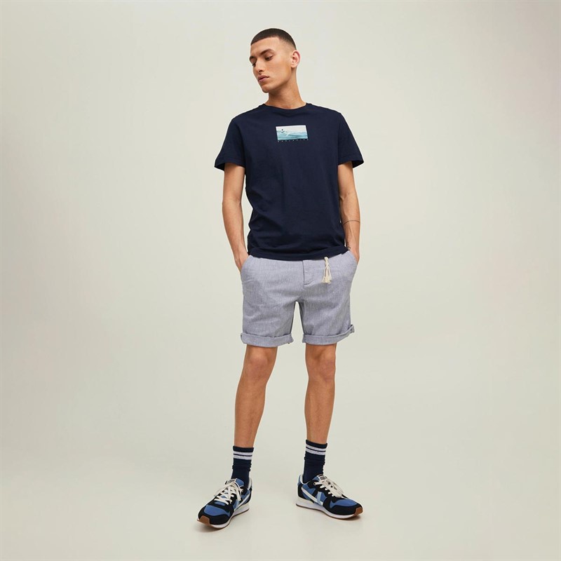 JACK AND JONES Herre Malibi Photo T-shirts Marineblå
