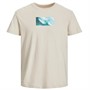 JACK AND JONES Heren Malibi Photo T-shirts Gebroken Wit