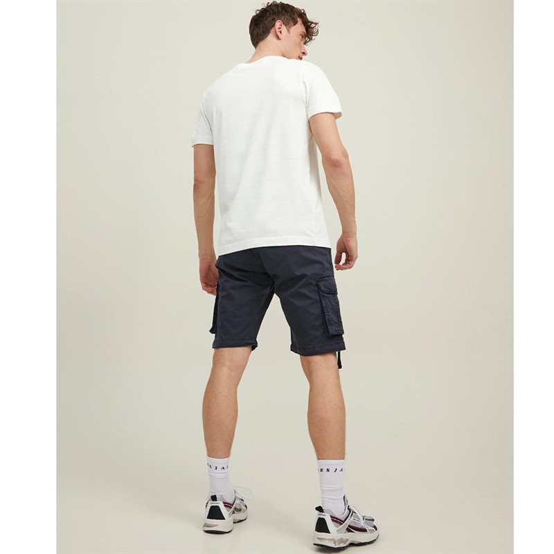 JACK AND JONES Męskie Malibi Photo T-shirty Biały
