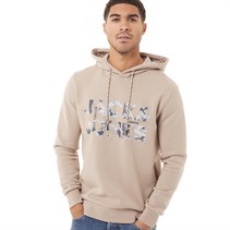 JACK AND JONES Mens Tech Logo Hoodie Dune