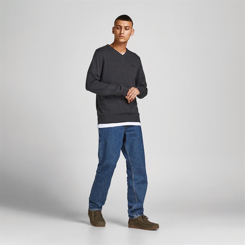 JACK AND JONES Pull à Col V Orton Homme Anthracite