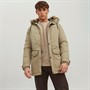 JACK AND JONES Męskie Winner Fur Hood Kurtki Parka Beżowy