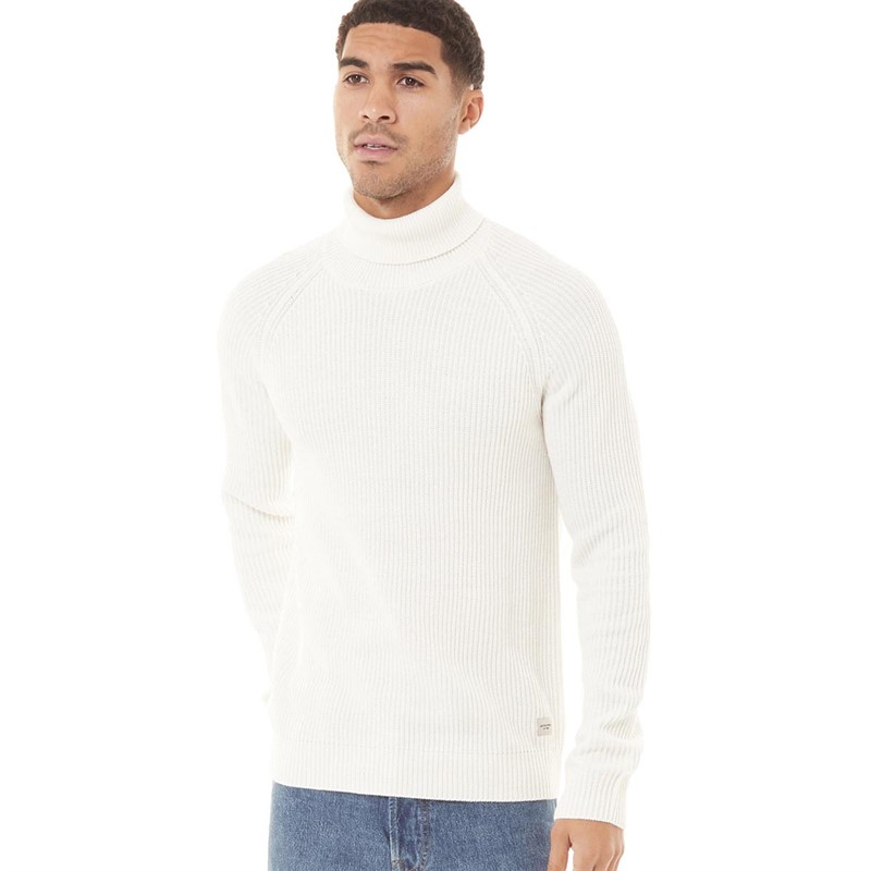 Buy JACK AND JONES Mens Pannel Roll Neck Jumper Cloud Dancer
