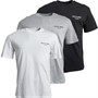 JACK AND JONES Mens Heat Three Pack T-Shirts Black/White/Light Grey Marl