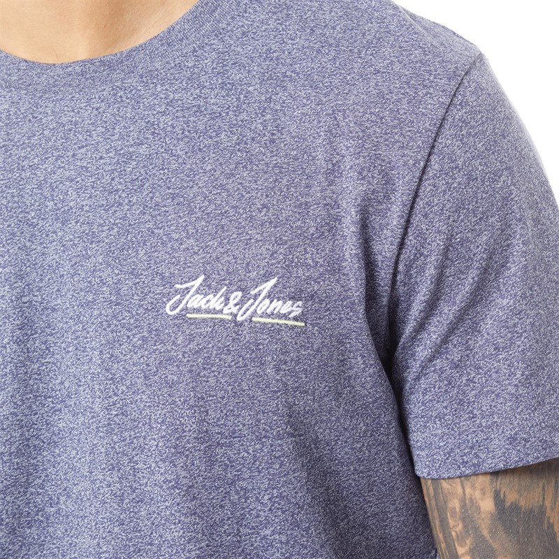 JACK AND JONES Mens Jortons Crew Neck T-Shirt Navy Blazer