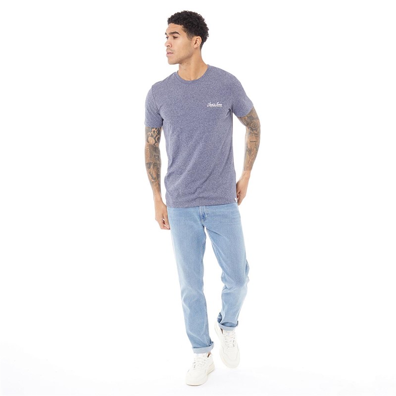 JACK AND JONES Mens Jortons Crew Neck T-Shirt Navy Blazer
