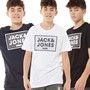 JACK AND JONES Boys Harrison Three Pack T-Shirts Navy Blazer/White/Black