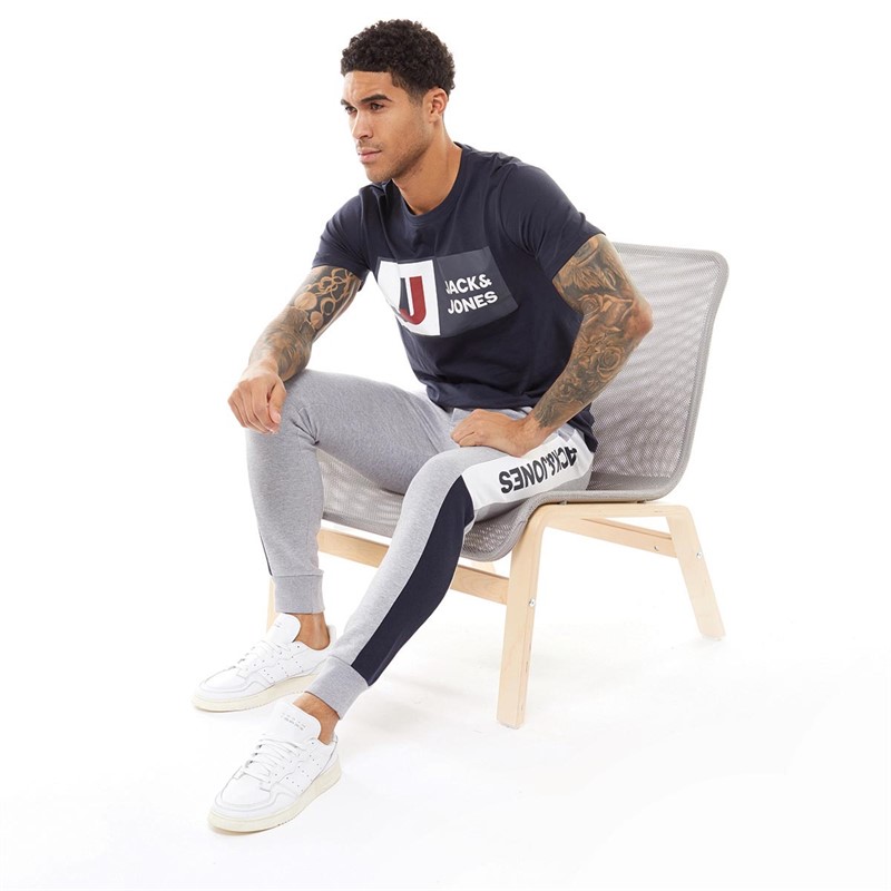 JACK AND JONES Mens Logan T-Shirt Navy Blazer