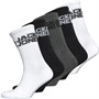 JACK AND JONES Mens Logo Basic Five Pack Crew Socks White/White/Dark Grey Melange/Black/Black