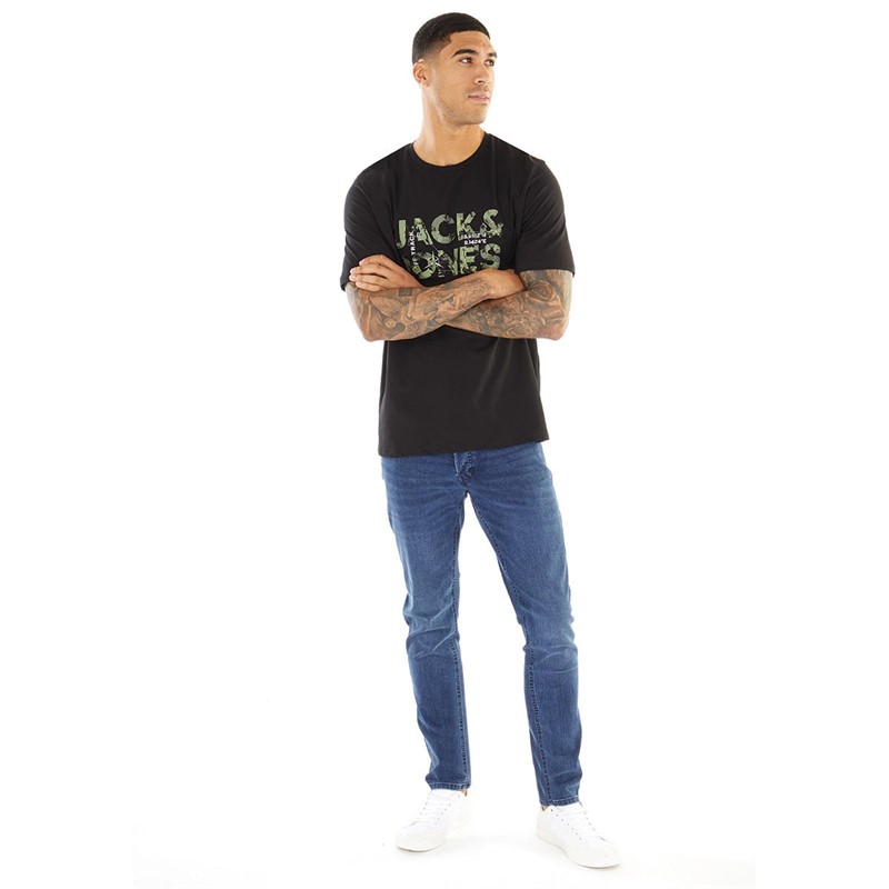 JACK AND JONES Mens Tech Logo T-Shirt Black