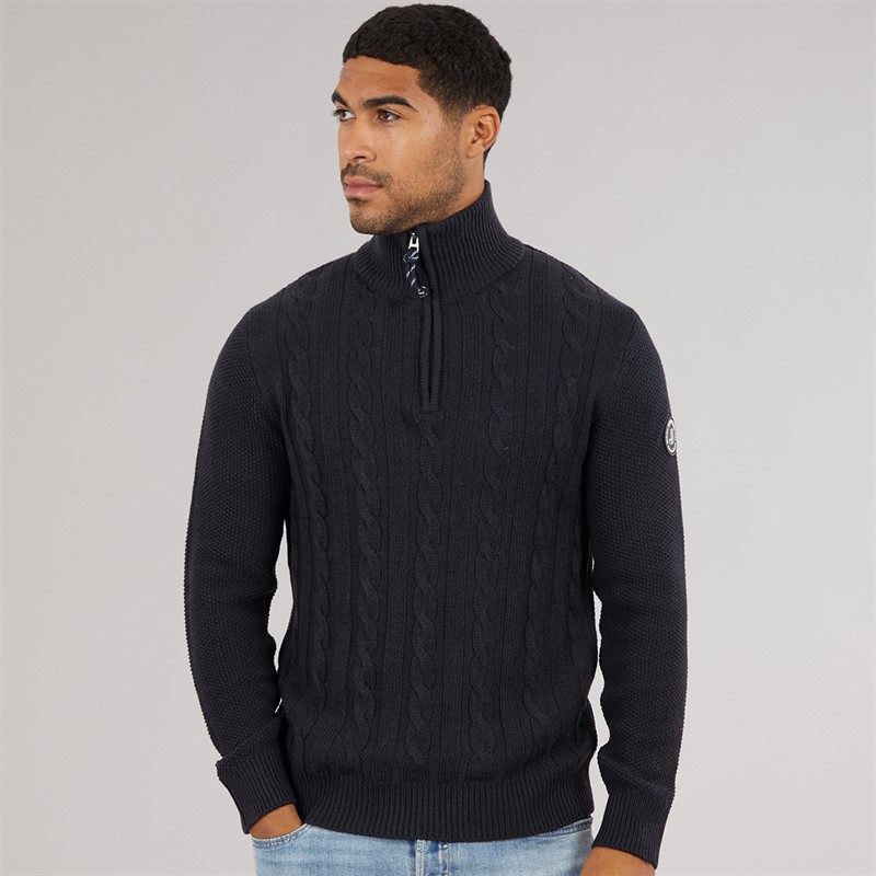 JACK & JONES Mens Shane Knit Jumper Navy Blazer