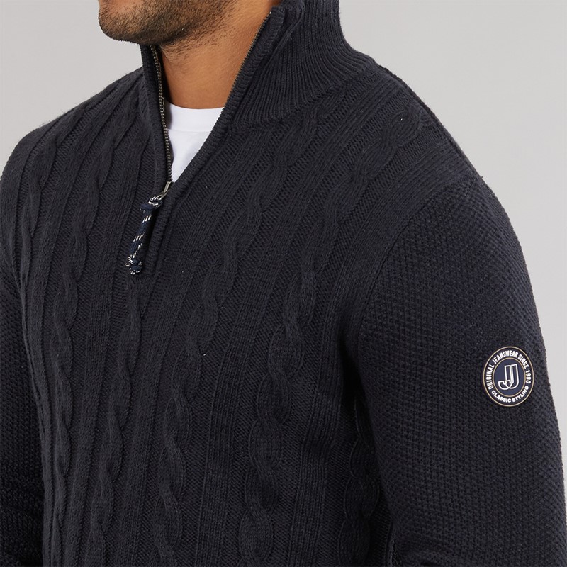 JACK & JONES Mens Shane Knit Jumper Navy Blazer
