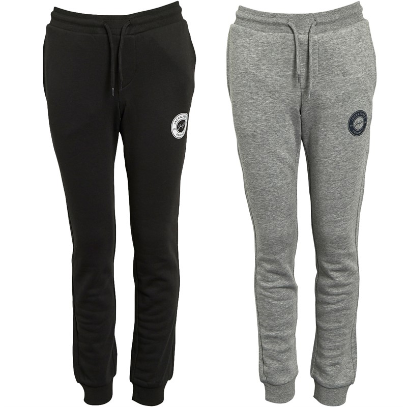 JACK AND JONES Boys Thomas Two Pack Joggers Light Grey Melange/Black