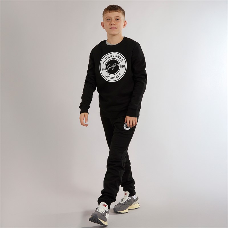 JACK & JONES Boys Thomas Sweatshirt And Joggers Tracksuit Black