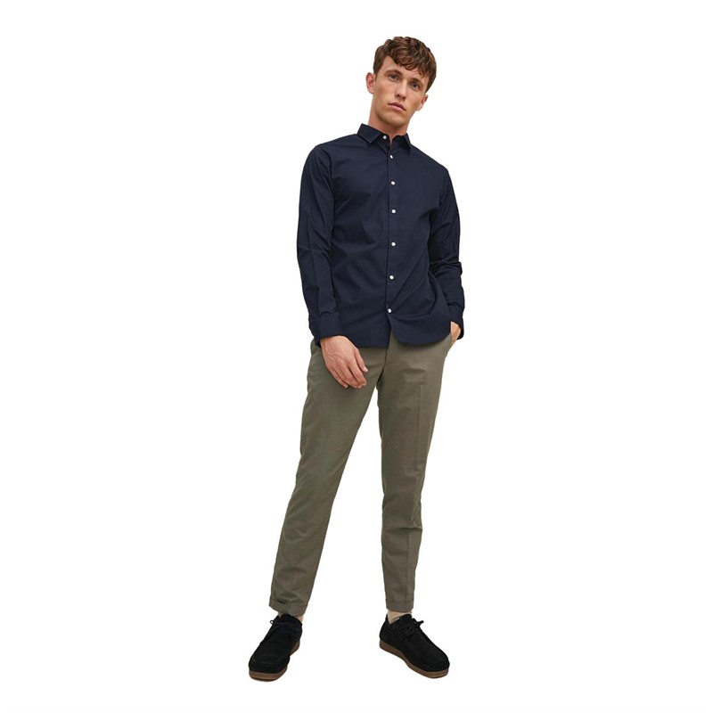 JACK AND JONES Heren Joe Overhemden met lange mouwen Donker Marineblauw