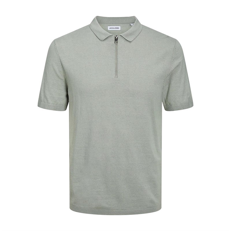 JACK AND JONES Męskie Emil Koszulki Polo z Krótkim Rękawem Szary/Zielony