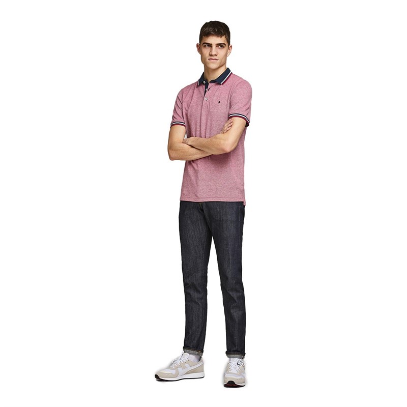 JACK AND JONES Heren Paulos Polo’s met korte mouwen Gemeleerd Rood