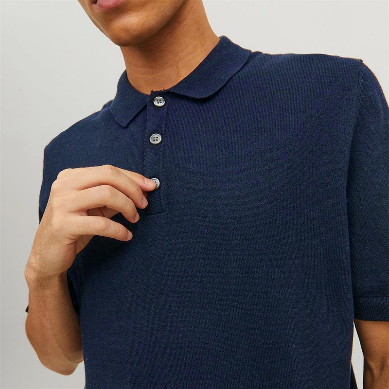 JACK AND JONES Herren Remil Kurzarm Polohemden Navy