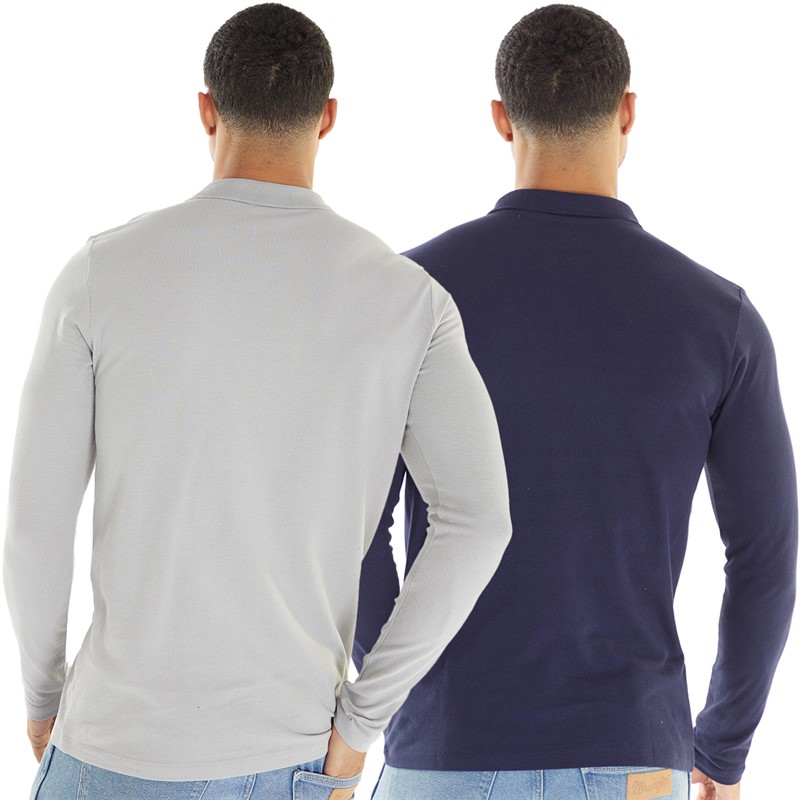 JACK & JONES Herren Archer Polo Zwei Pack Navy/Alloy