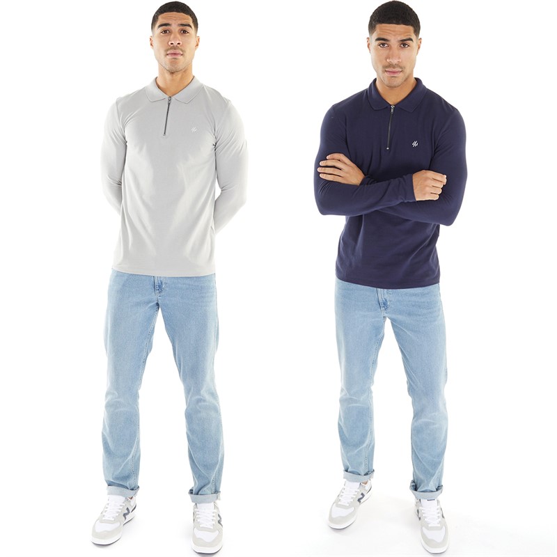 JACK & JONES Herren Archer Polo Zwei Pack Navy/Alloy