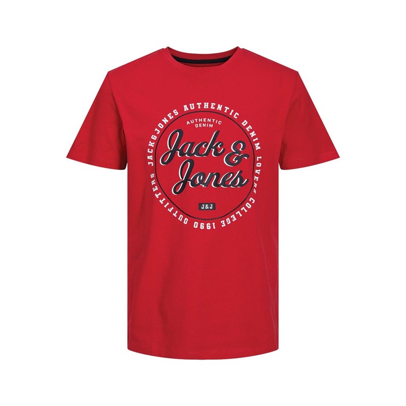 JACK AND JONES Boys Andy Crew Neck T-Shirt True Red