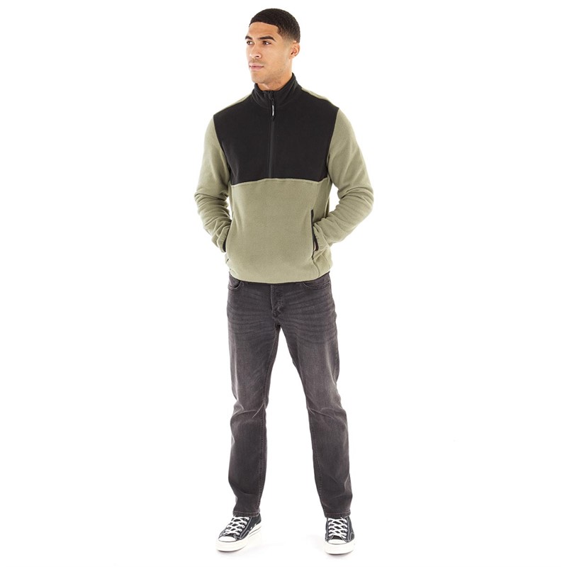 JACK & JONES Mænd Halv Zip Fleece Dusty Olive
