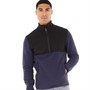 JACK & JONES Fleece-Jacke Herren mit halbem Reißverschluss und Flammenmuster in Marineblau