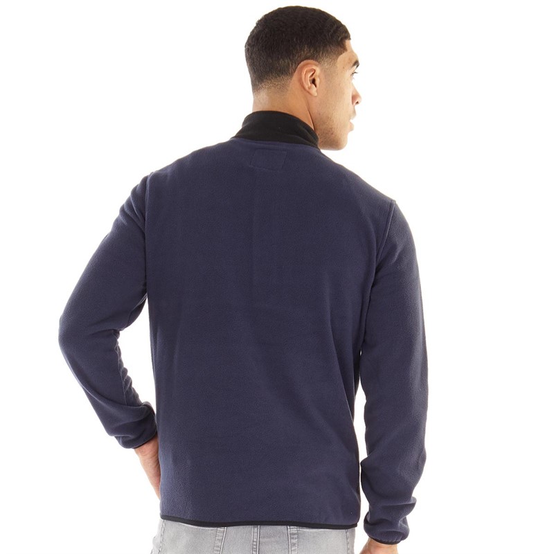 JACK AND JONES Mens Flame Half Zip Fleece Navy Blazer