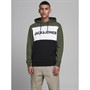 JACK AND JONES Sweats à Capuche Logo Blocking Homme Kaki