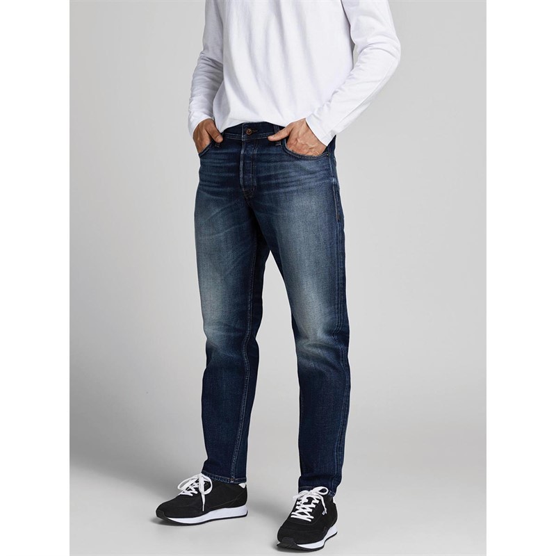 JACK AND JONES Heren Mike 711 Tapered jeans Middelblauw