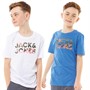 JACK AND JONES Boys Soldier Two Pack Crew Neck Logo T-Shirts White/White/Coba