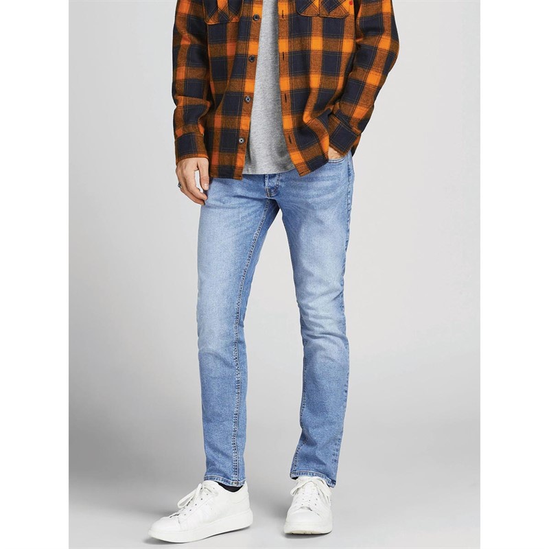 JACK AND JONES Heren Glenn 030 Slim fit jeans Vervaagd Middelblauw