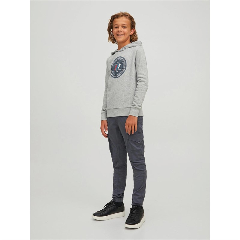 JACK AND JONES Boys Jornate Hoodie Light Grey Melange