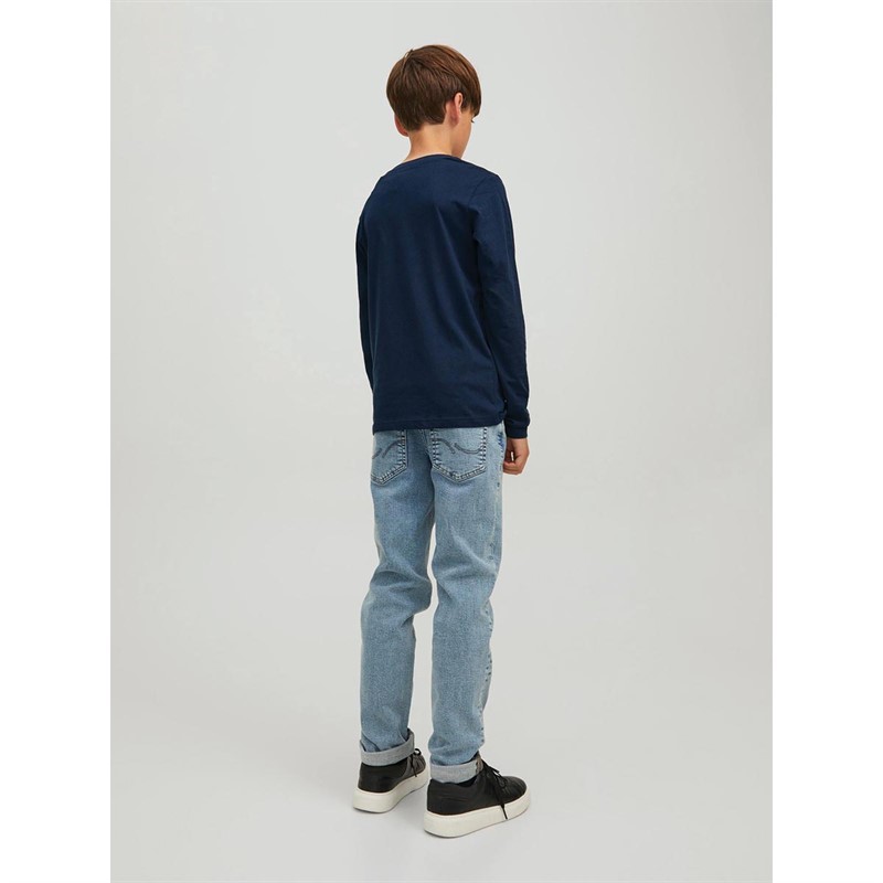 JACK AND JONES Boys Mens Jeans Long Sleeve Top Navy Blazer