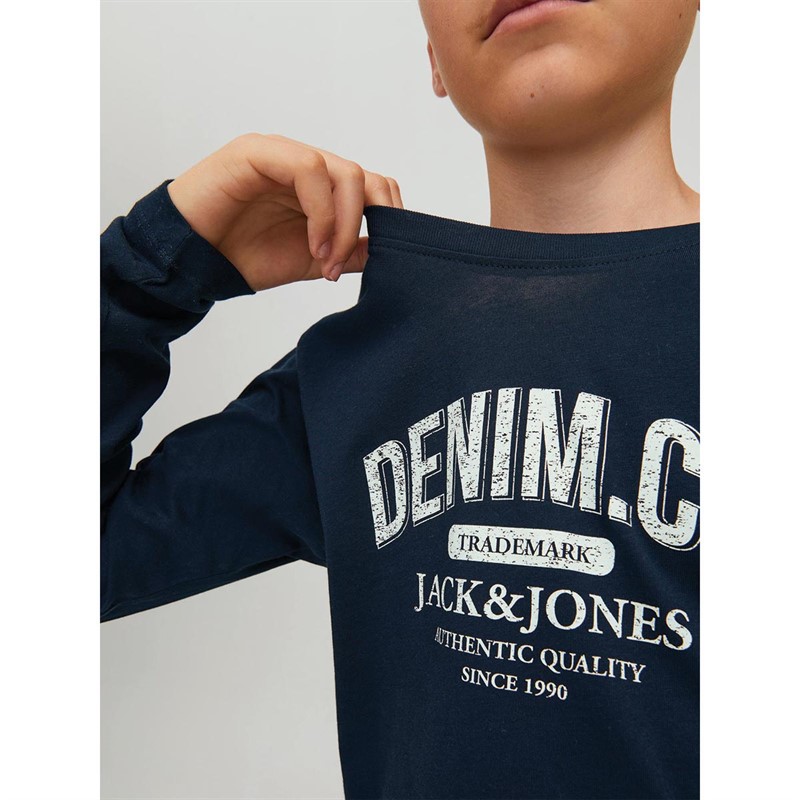 JACK AND JONES Boys Mens Jeans Long Sleeve Top Navy Blazer