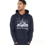 JACK AND JONES Mens Hunt Hoodie Navy Blazer