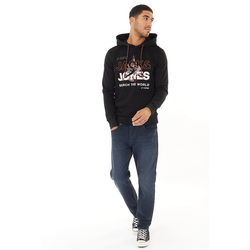 JACK AND JONES Mens Hunt Hoodie Black
