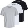 JACK AND JONES Mens Kai Three Pack T-Shirts Black/White/Alloy
