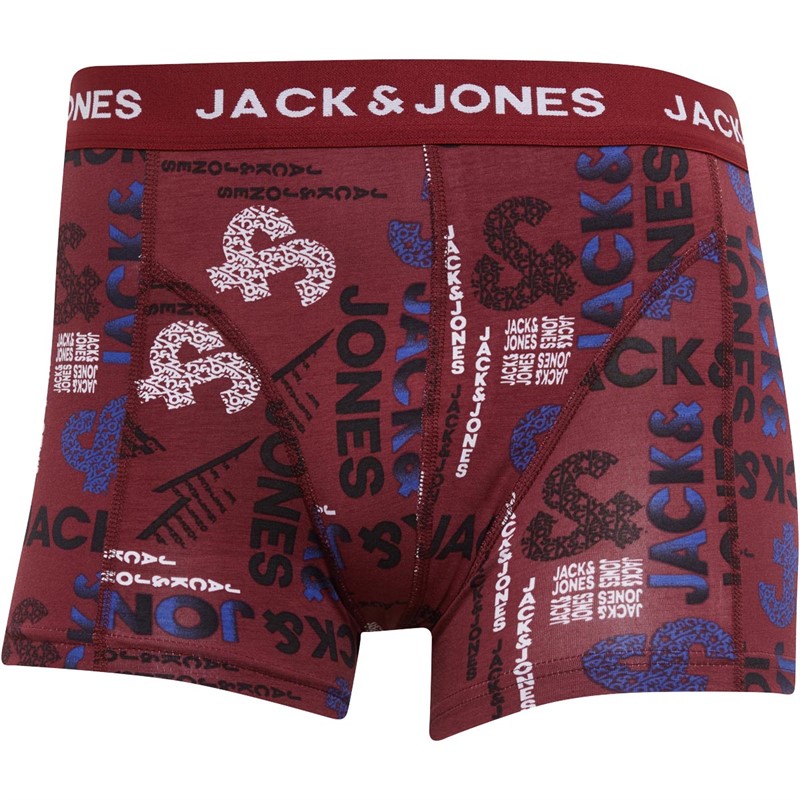 JACK AND JONES Mens Moiz Logo Trunks Red Dahlia