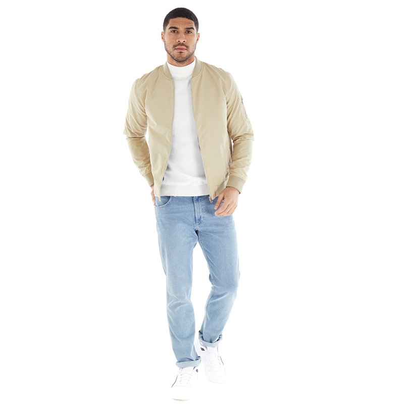 JACK AND JONES Mens Mash Bomber Jacket Crockery