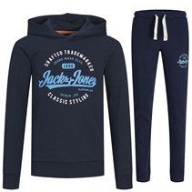JACK & JONES Boys Mikk Hoodie And Joggers Tracksuit Navy Blazer