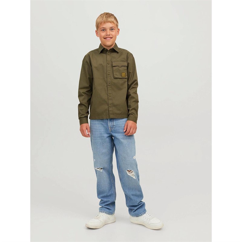 JACK AND JONES Chłopięce Dust Koszule z Długim Rękawem Khaki