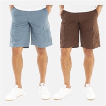 JACK AND JONES Mens Zeus Two Pack Cargo Shorts Seal Brown/Blue Mirage