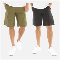 JACK & JONES Mens Zeus Two Pack Cargo Shorts Black/Olive Night