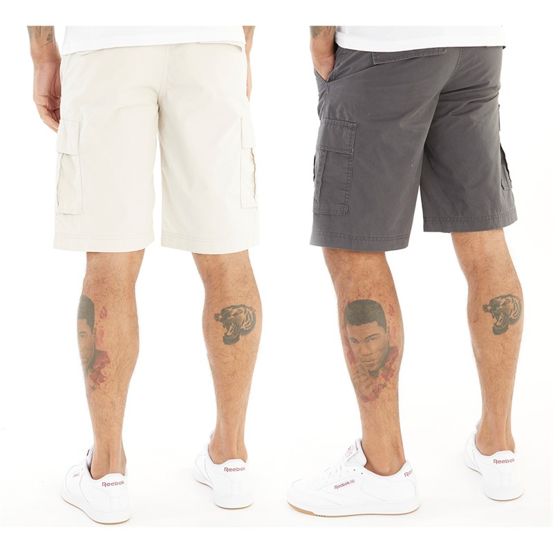 JACK & JONES Mens Zeus Two Pack Cargo Short Asphalt/Moonbeam